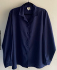 <!--F#f_0-->Fan Australia Ladies Size 16 Navy Blue Long Sleeve Blouse Shirt Australian Made<!--F/-->