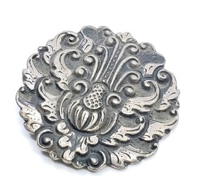Fine-Antique-Art-Nouveau-Sterling-Silver-Brooch-pin-Ornate-Wings