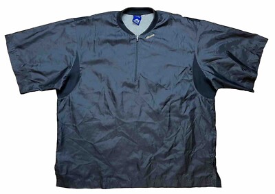 Mizuno Size 38-40M Black Baseball Batting Jacket 1/4 Zip Short Sleeve