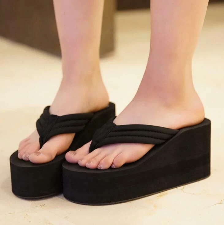 High heel wedge flip hot sale flops