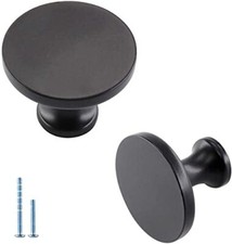 10 Pack Matte Black Cabinet Knob Solid Drawer Knobs Round Knobs Modern Kitchen C