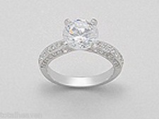Solid Sterling Silver AMAZING Classic CZ BIG Engagement Ring size 7 SPARKLING