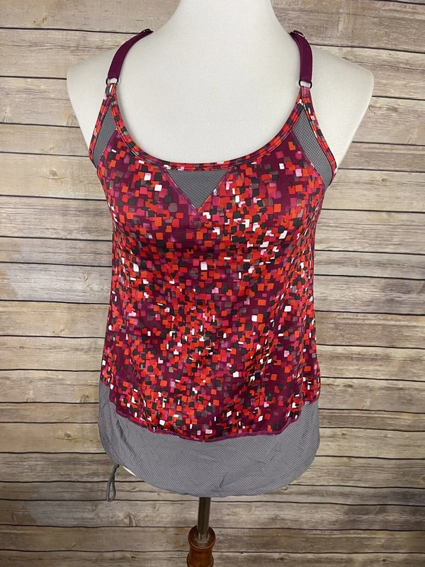 lole activewear racerback attached bra drawstring waist gym tank-top