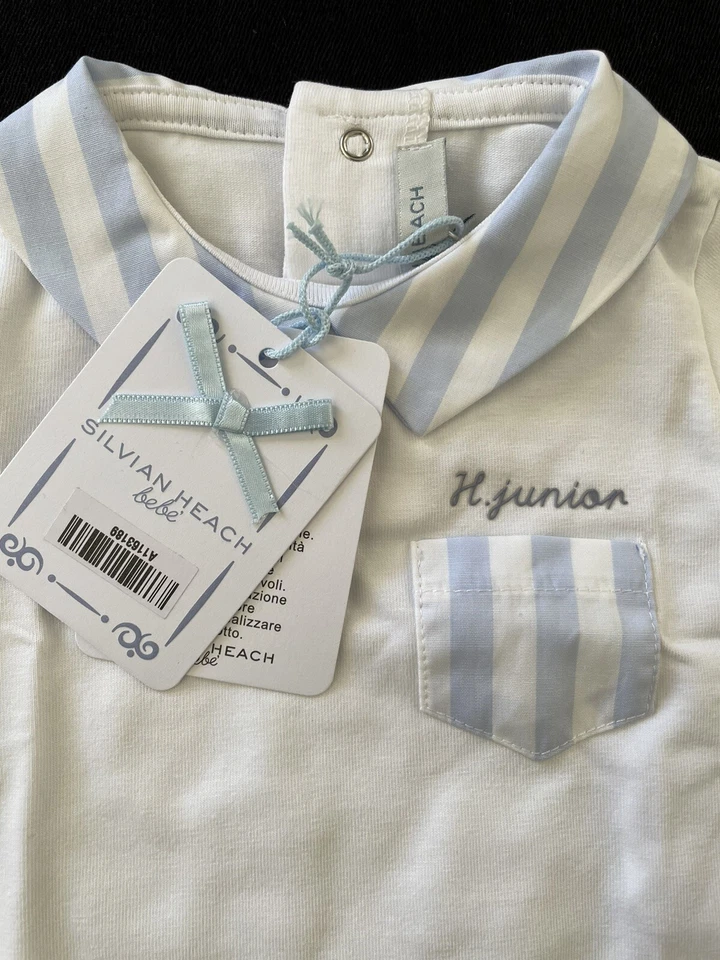 Silvian Heach Bebe NWT Blue/White Cotton Top & Shorts -Newborn - Image 2 of 4