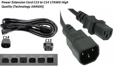 (LOT OF 10) 7FT Power Extension Cord C13 to C14 17AWG 300V  High Quality NEW