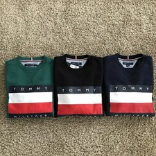 Tommy Hilfiger Men's Flag Logo Long Sleeve Crew Neck Pullover Sweatshirt XS NEW