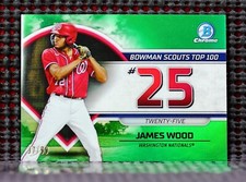 JAMES WOOD  -  2023 BOWMAN CHROME SCOUTS TOP 100 GREEN REFRACTOR #BTP25