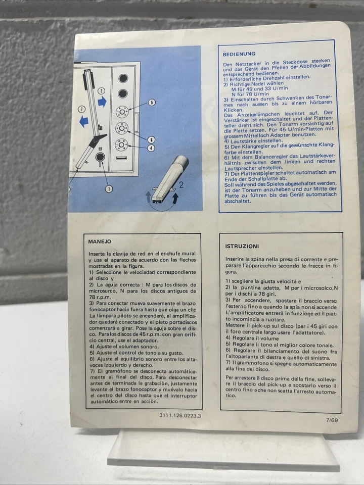 OPERATING INSTRUCTIONS RADIO TURNTABLE STEREO GF 732 PHILIPS 1970s - image 2 of 4
