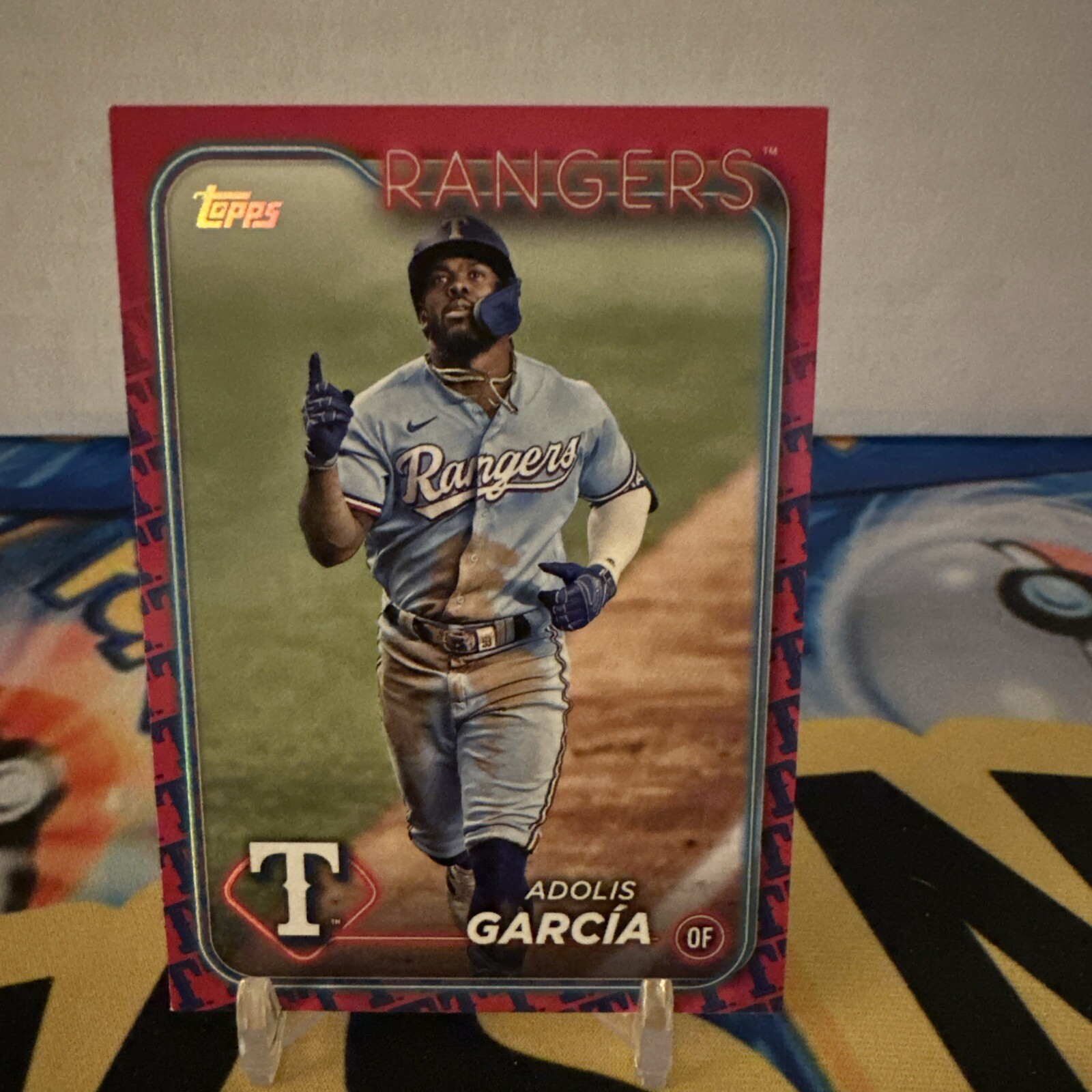 Adolis Garcia 2024 Topps Series 1 Team Color Logo Border Texas Rangers SP #134