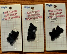 WRIGHTS    1 3/4" RAYON  BLACK FROG  CLOSURES  KNOT PAIRS  7  PIECES NEW