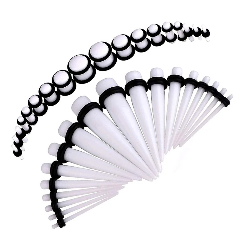 24-36Pcs Ear Stretching Kit Acrylic Taper Plugs Piercing Beginner Gauges 14G-00G - Image 3 of 4