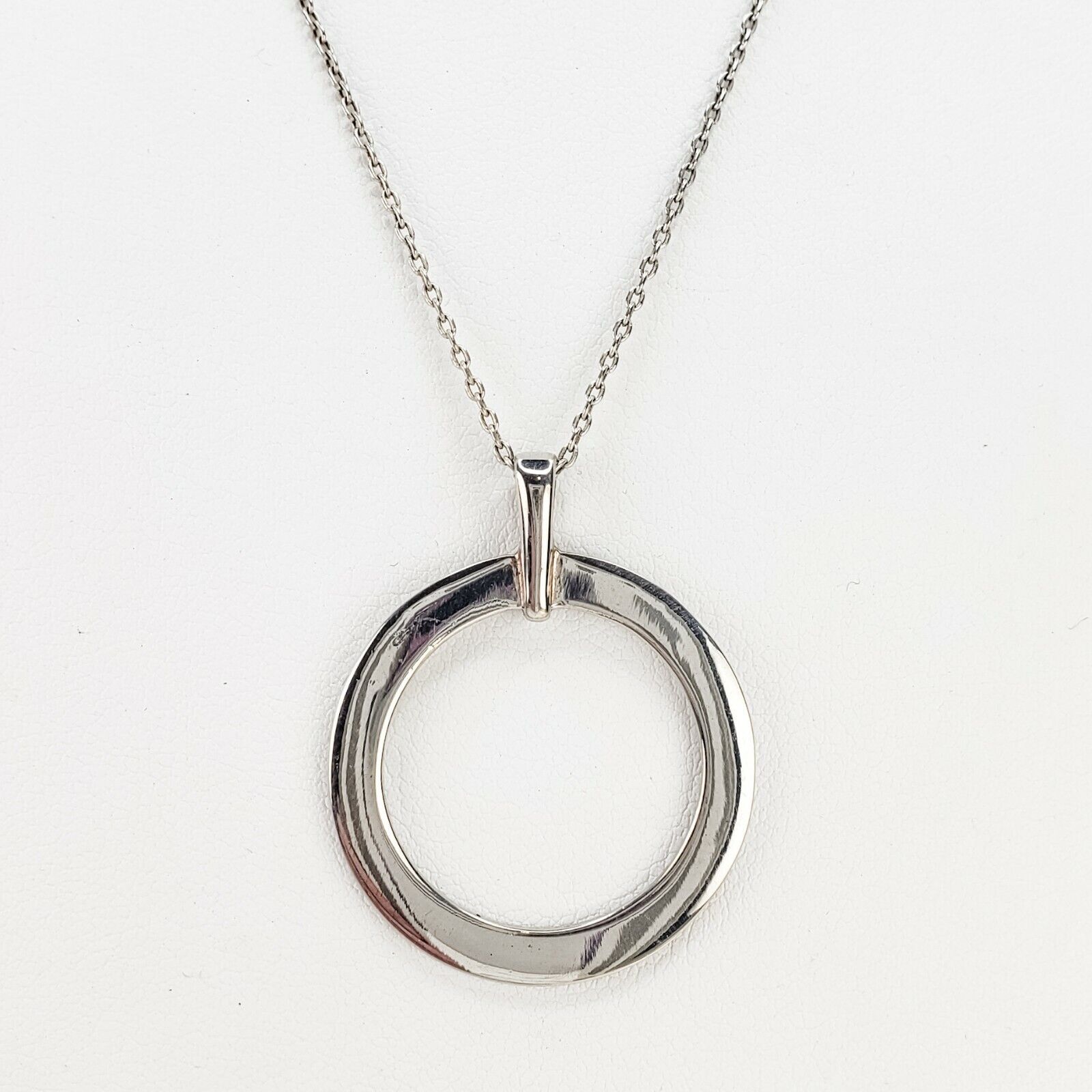 Sterling Silver 925 Circle Pendant Signed C with 18 Inch 925 Cha