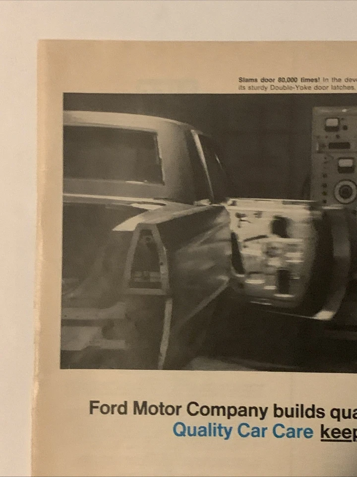 Ford Motor Co 1965 calidad cuidado del automóvil anuncio impreso seguridad/piezas/servicio de colección años 60 Foto 2 de 4