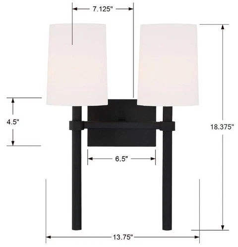 Crystorama Bromley 18 1/4"H Black Forged 2-Light Wall Sconce - Picture 8 of 9