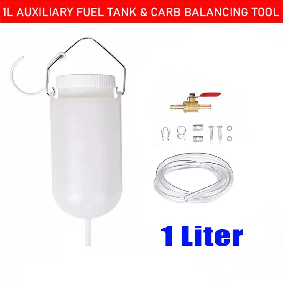 UNIVERSAL MOTORCYCLE 1 LITRE AUXILIARY FUEL TANK & CARB BALANCING TOOL BOTTLE UK - Image 3 of 4