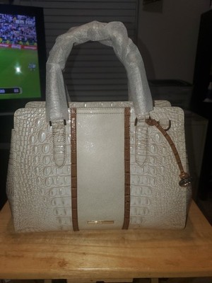 Brahmin  Small Finley Satchel  Ivory Helm Carryall Satchel Bag