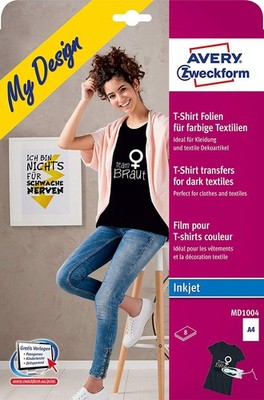 AVERY Zweckform My Design T-Shirt Transfer Folie DIN A4 farbige Textilien 8 Stüc