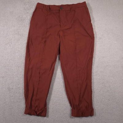 A New Day Pants Womens 16 Brown Rust Tapered Cuffed Ankle Casual Chino