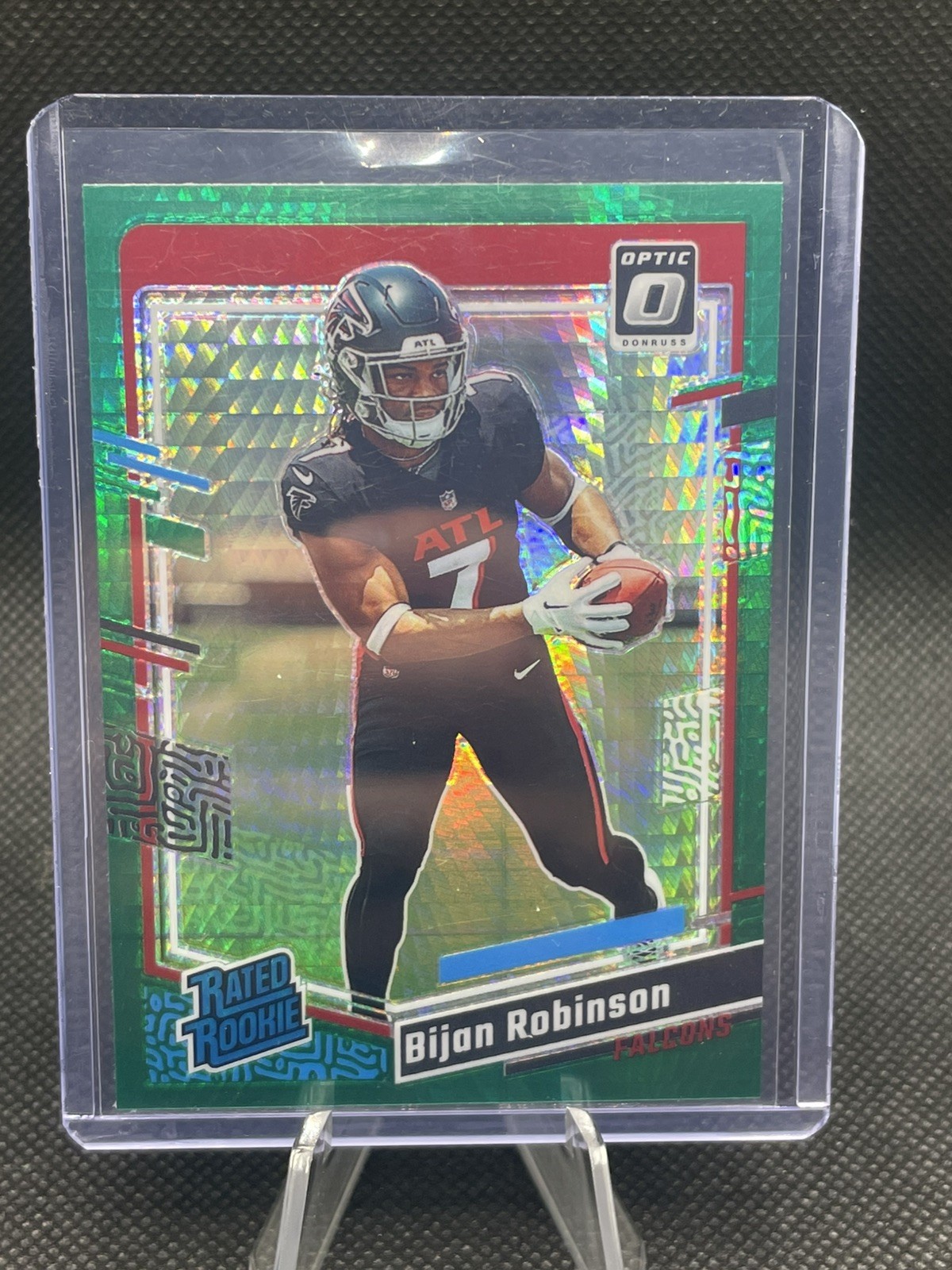2023 Donruss Optic Bijan Robinson #206 Rated Rookie Green Hyper Prizm (RC)