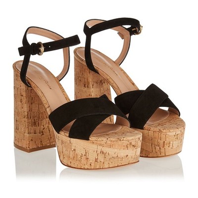 BRAND NEW Gianvito Rossi Bebe Cork Platform Sandals in Black &Cork US 11 / EU 41
