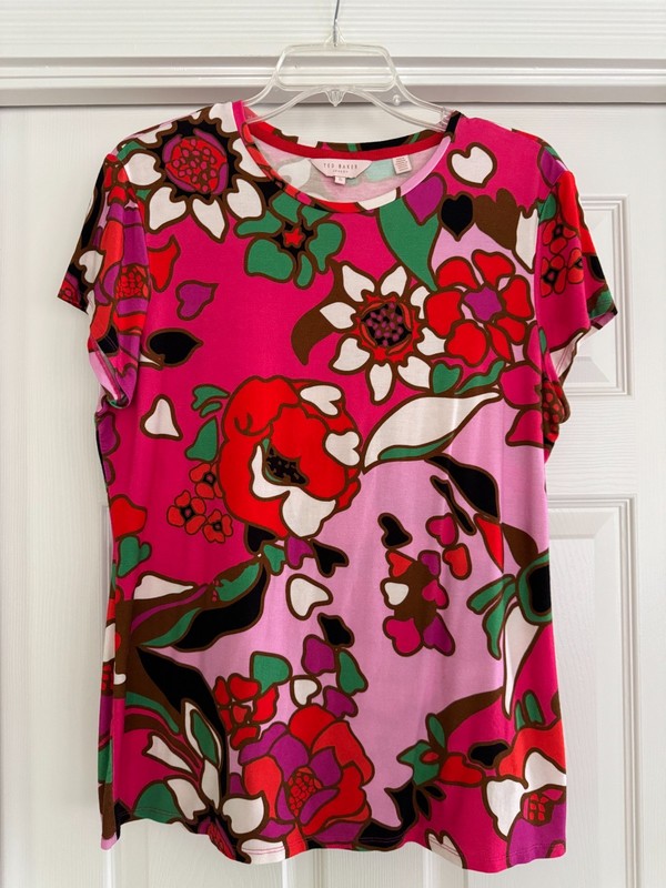 Ted Baker London Pink Floral Knit Top Size 5(UK) Size 12-14(US)