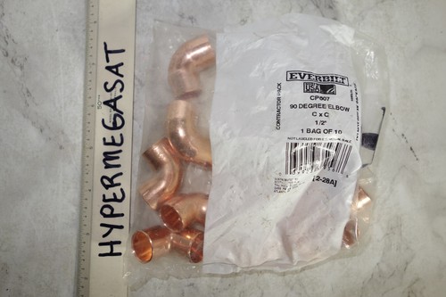 10 Pack Everbilt CP607 Copper 90-Degree 90° Elbow 1/2" inch C x C