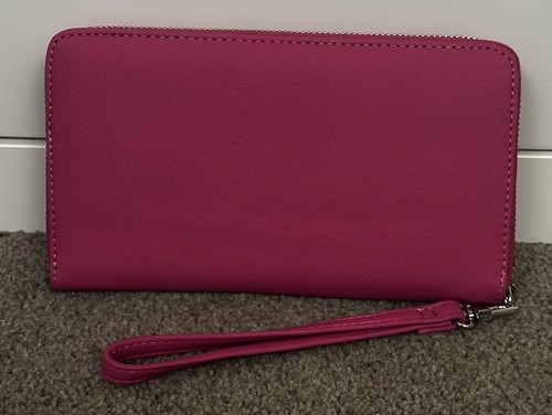 Betsey Johnson Wallet Wristlet Bow Dark Pink Zip-Around New without Tag - 第 2/4 張圖片