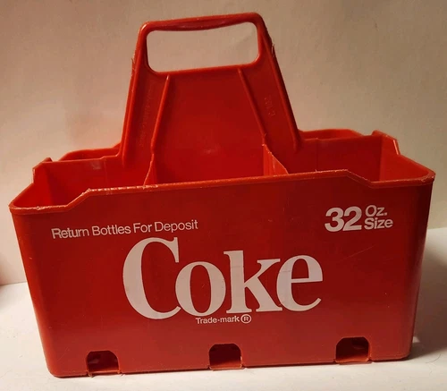 Vintage Red Plastic 6 Coca Cola Coke Bottle Carrier for 32oz Bottles