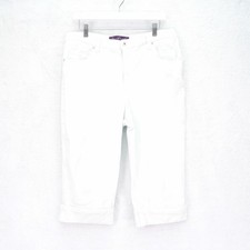 Gloria Vanderbilt Capri Jeans White Denim Rolled Up -16P 34 / 17- Petite Cotton