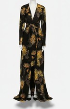 Etro Women's Black Dahlia Wrap-Front Velvet Gown Dress Size 40
