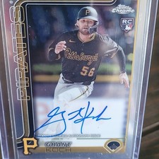 2025 Topps Chrome Rookie Autograph Grant Koch RA-GKO Pirates Card. rookie card picture