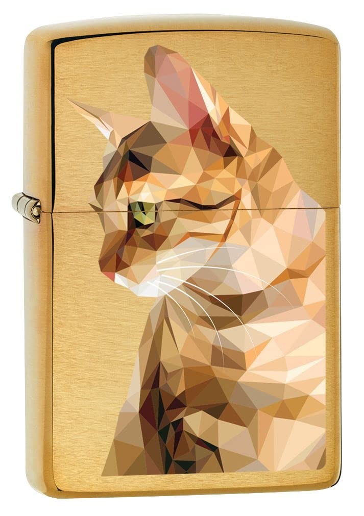 - Personalized Message Engrave Geometric Graphic Cat Design 