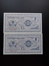 2x Mazedonien 10 Denari 1992 Banknoten P-1 UNC Geldscheine North Macedonia
