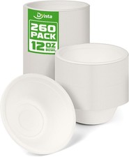 Heavy Duty 12oz Paper Bowls 260 Pack Compostable Bamboo Soup Bowls