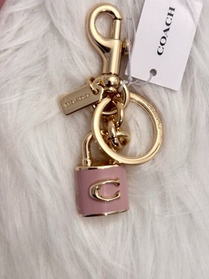 NWT Coach Lock Bag Charm Pink CEF95 In Gold/Carnation Pink | eBay