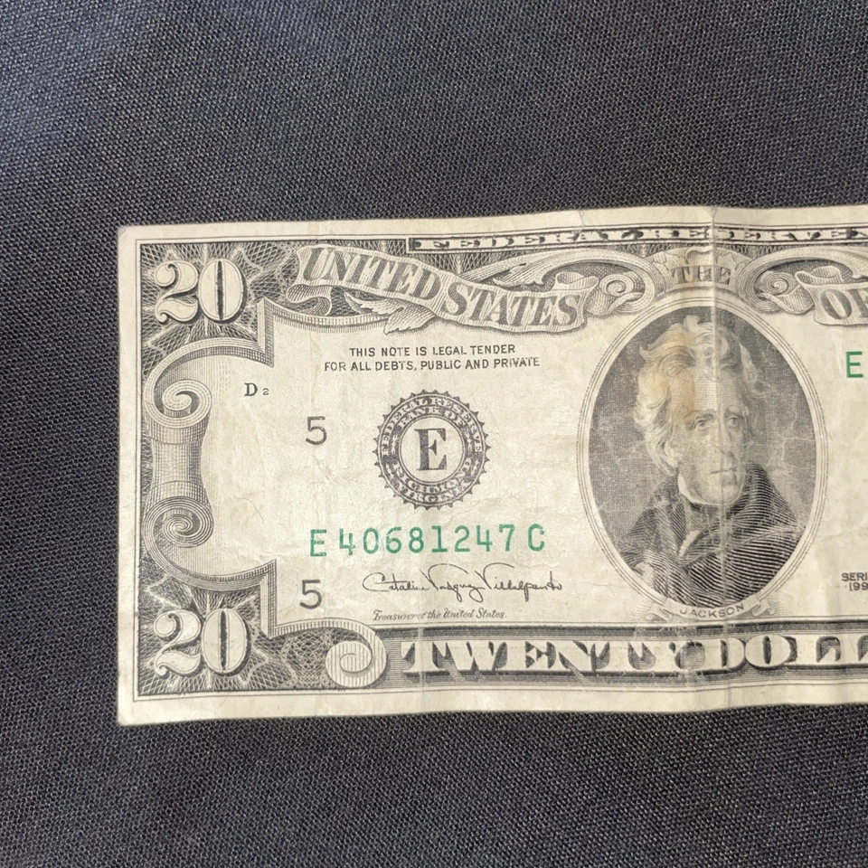 Rare Original Series 1990 $20 Dollar Bill Error Off Center Wide Right Margin - Image 3 of 4