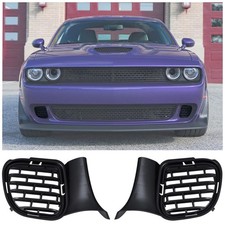 Front Bumper Grille 2015-2023 Dodge Challenger No Fog Holes ABS Black