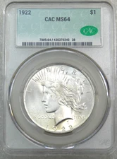 1922 Peace Dollar CACG MS64 CAC Frosty Just Graded New Holder #U219E