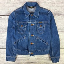 Vintage 1990s Wrangler No-Fault Dark Wash Denim Jacket size YOUTH Medium