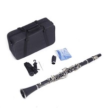 Glarry 17 Key Bakelite Nickel-plated Black Student Bb Clarinet