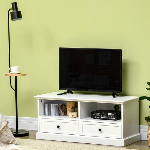 HOMCOM TV Stand with Drawers Shelves and Cable Management, for 45" TVs, White - Picture 10 of 11
