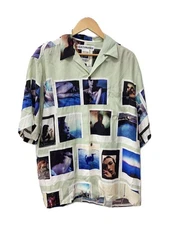 WACKO MARIA Short Sleeve Shirt L Rayon GRN All Over Pattern