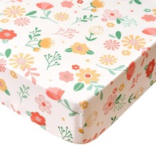 Floral Crib Sheets for Baby Girls 52 x 28 Inches Fitted Crib Sheet for Standa...