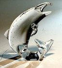 Large Steuben Art Glass Sculpture Trout 18k Gold Fly  James Houston Fly Fishing