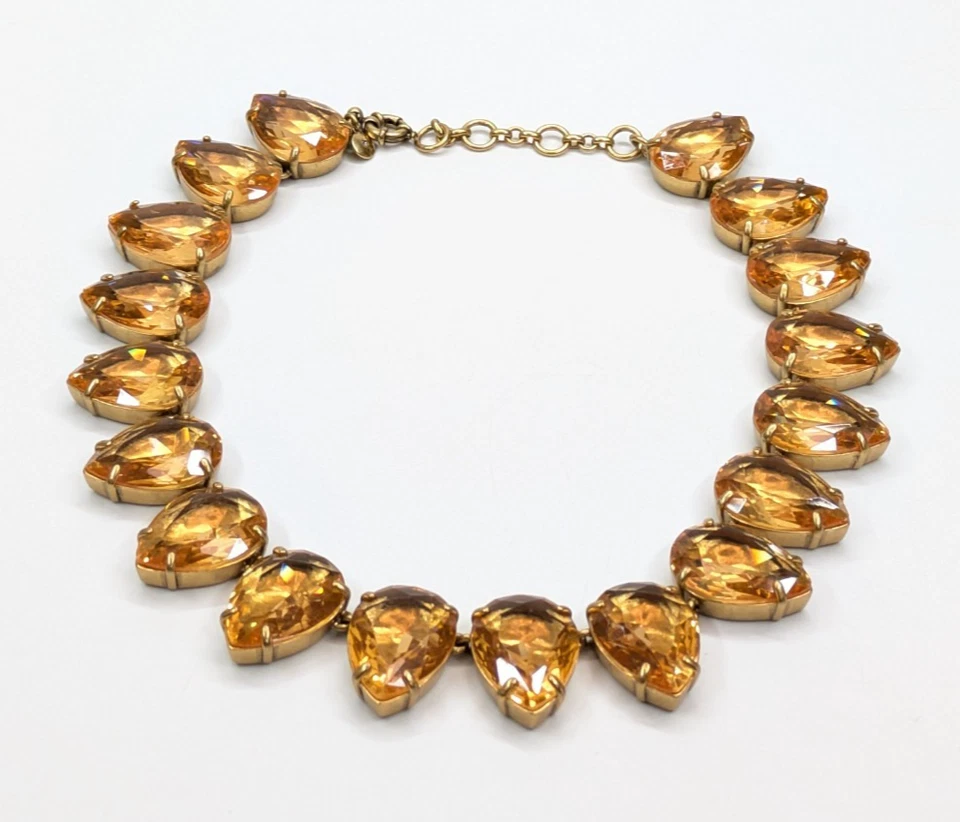 J. Ожерелье Crew Chunky Tear Drop персиковое оранжевое бронзовое акриловые зубцы комплект 19 дюймов - Изображение 2 из 4