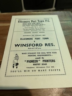 Ellesmere Port Town v Winsford Reserves County League Programme Season 1960 1961