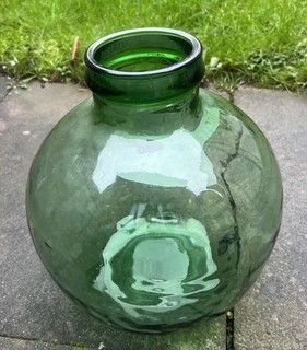 LARGE VINTAGE FRENCH VIRESA GREEN GLASS TERRARIUM/CARBOY BOTTLE PLANTER 1960s