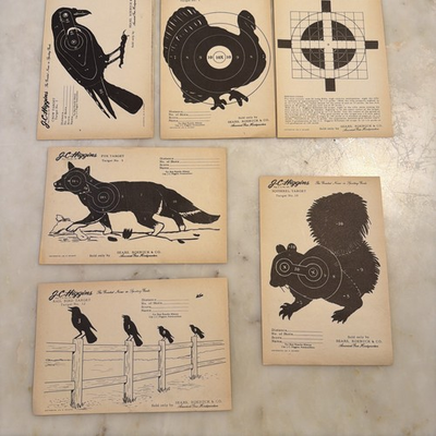 #ad 1960’s Original J.C. Higgins Sears Roebuck 4 Unique Paper Practice Targets T25 $24.95