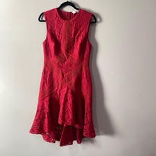 Lover Melody Red Sleeveless Lace High-Low Hem Dress Size 8