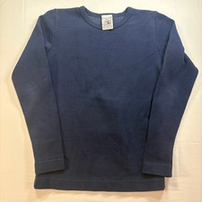 SNS Herning Navy Blue Pure Wool Ribbed Knit Crewneck Sweater Mens Small Denmark